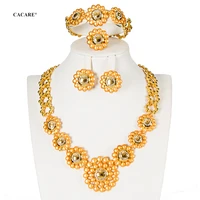 fashion dubai gold jewelry sets women big necklace earring set indian jewellery 4 pieces set f1178 rhinestone party jewels