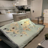 creative animal map throw blanket thicken cotton fabric sofa throw tapestry bed spread couch covering quilt throws with tassels