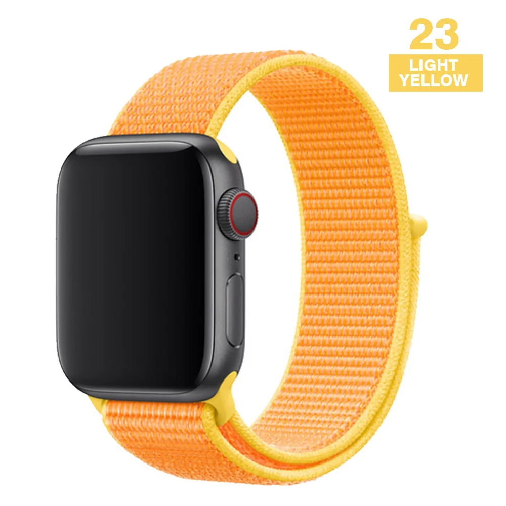 Ремешок для часов Apple серии 4/3/2/1 38 мм 42 мм нейлон дышащий мягкий сменный спортивный ремешок для iwatch, версия series 5 40 мм 44 мм - Цвет ремешка: Light yellow
