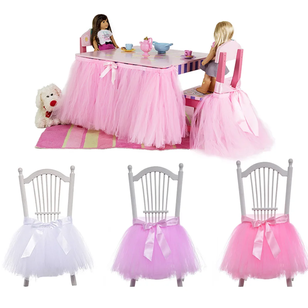 Тюлевое платье пачка для стула юбки чехлы детского душа украшения ужина скатерти