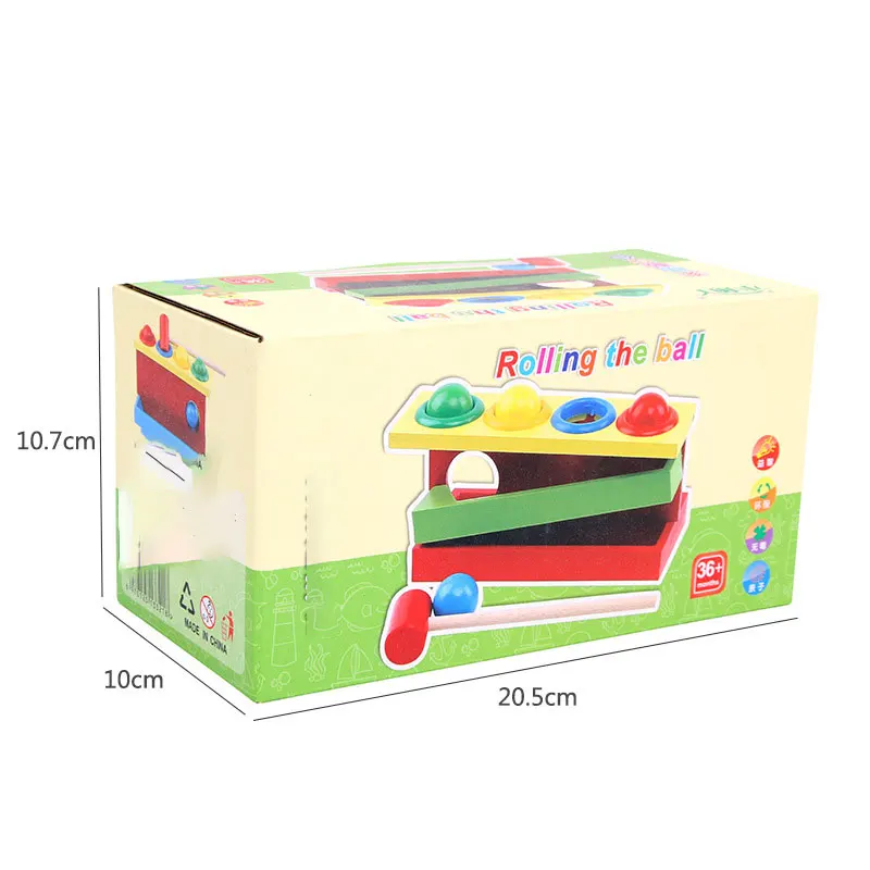 

Baby Toys Wooden Matching Color Piling Hand Hammering Ball Box Toy Early Learning Educational Parent-Child Interactive Toys Gift