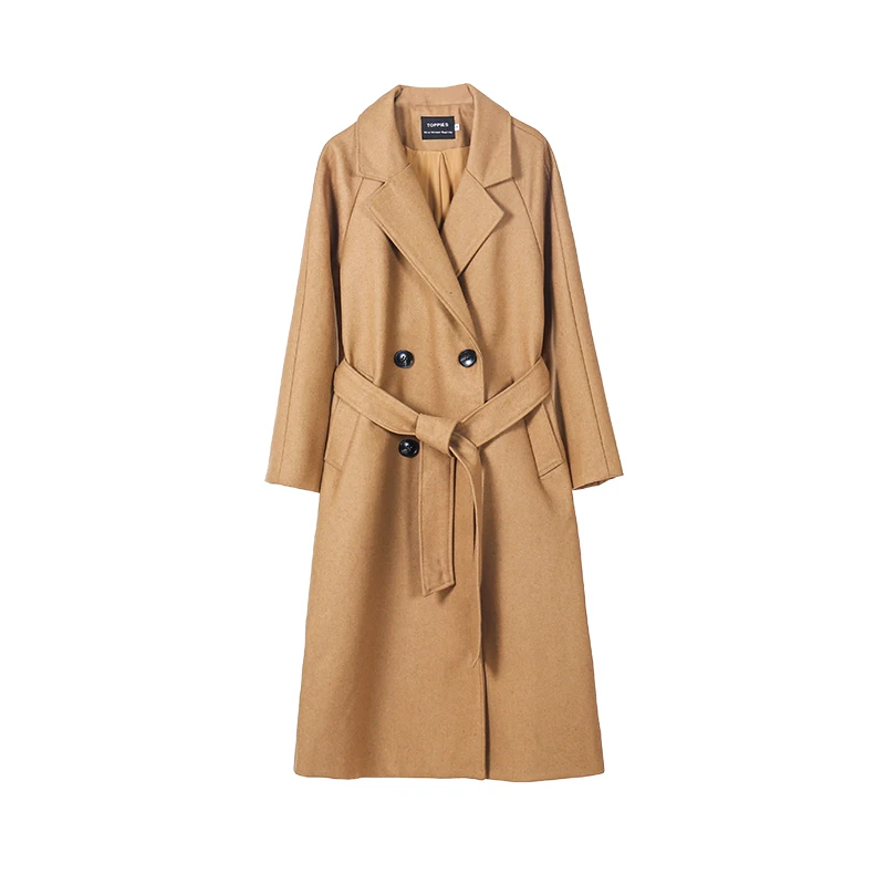 

2020 Fall wool coat women long coat jacket 50% wool ladies outwear double breasted outwear