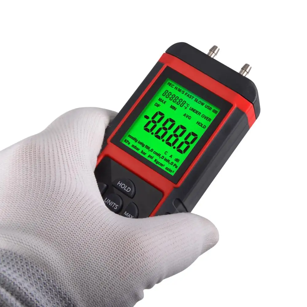 Манометр FOSHIO цифровой дифференциальный профессиональный измеритель давления в