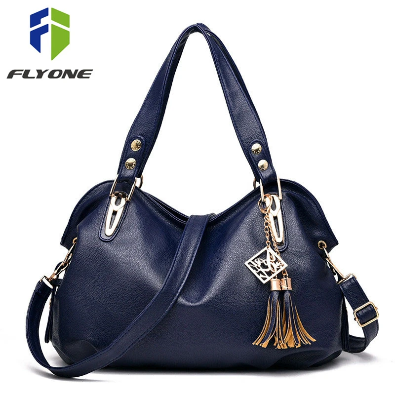 Повседневная женская сумка с двойной кисточкой сумки через плечо кожаная