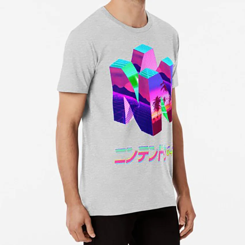 Футболка Nintendo 64 Vaporwave n64 nintendo игровая консоль вейп волна ретро|Мужские футболки| |