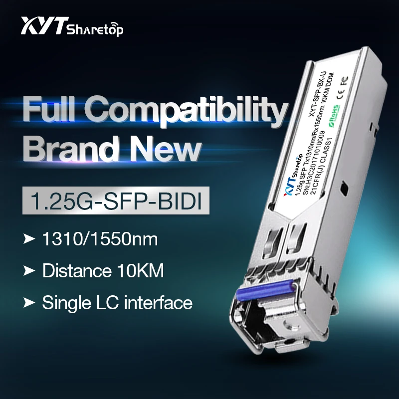 Sharetop одномодовый модуль оптического приемопередатчика 1 25G SFP 1.25G BIDI 1310/1550nm LC порт