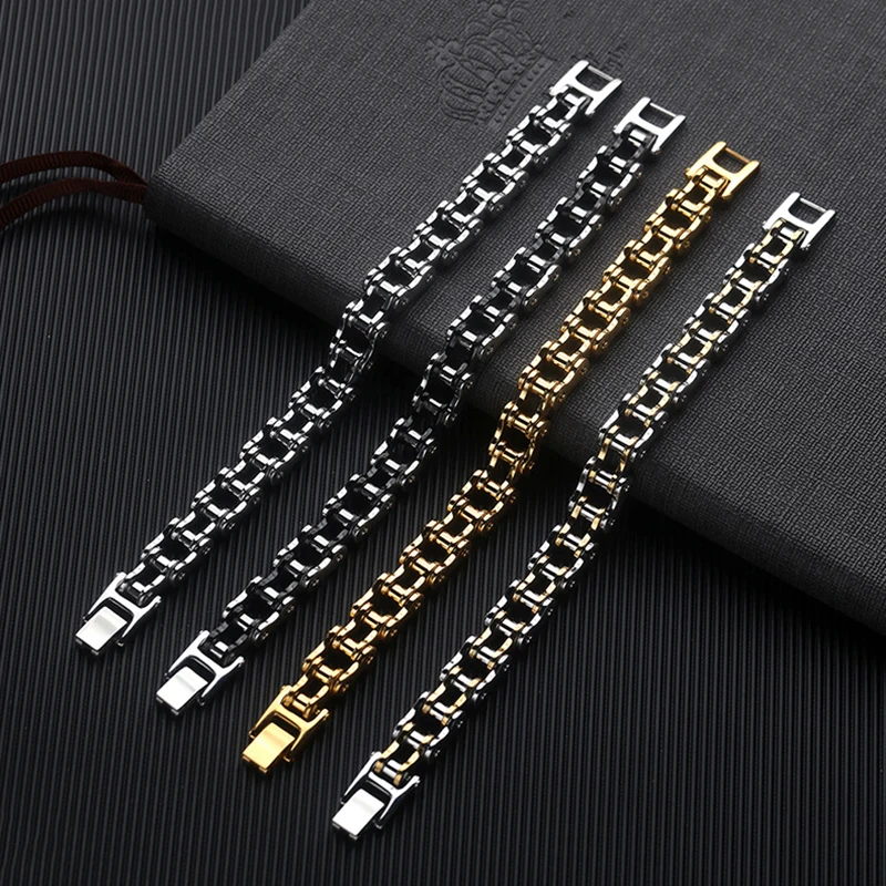 

European and American fashion punk stainless steel chain jewelry individual trend motorcycle bracelet male