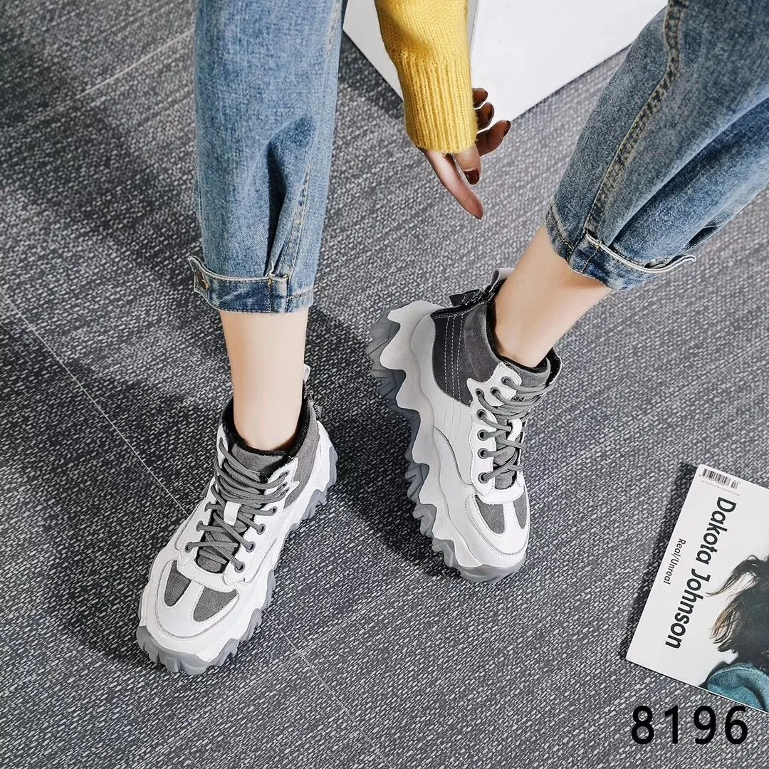 

High Top Suede Women's Chunky Sneakers 2020 Fashion Women Platform Shoes Casual Tenis Trainers Lady Footwear