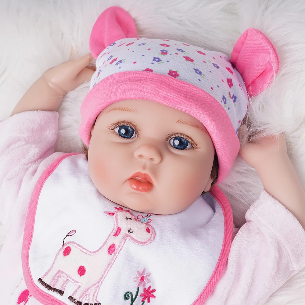 55 см Reborn Baby Doll девочка новорожденная игрушка подарок силиконовый винил розовый наряд с игрушкой Жираф