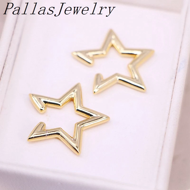 

10Pairs 26mm Gold Color Star Shape Minimal Charm No Piercing Cuff Earring For Girl Women Jewelry