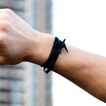 Airplane Anchor Bracelet charm Rope leather Bracelets 6