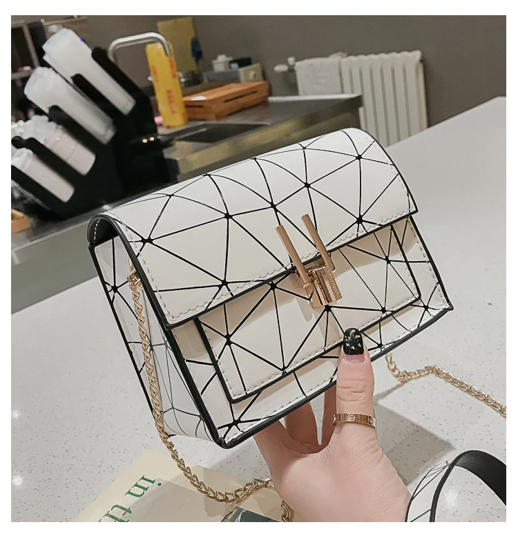 

Geometric Small Bag Women's Summer New in Style Shoulder Korean Style Crossbody Laser Stitching Simple Women's Small Square Bag