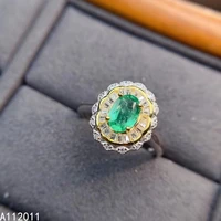 kjjeaxcmy fine jewelry 925 sterling silver inlaid natural emerald luxury woman female girl miss new adjustable ring