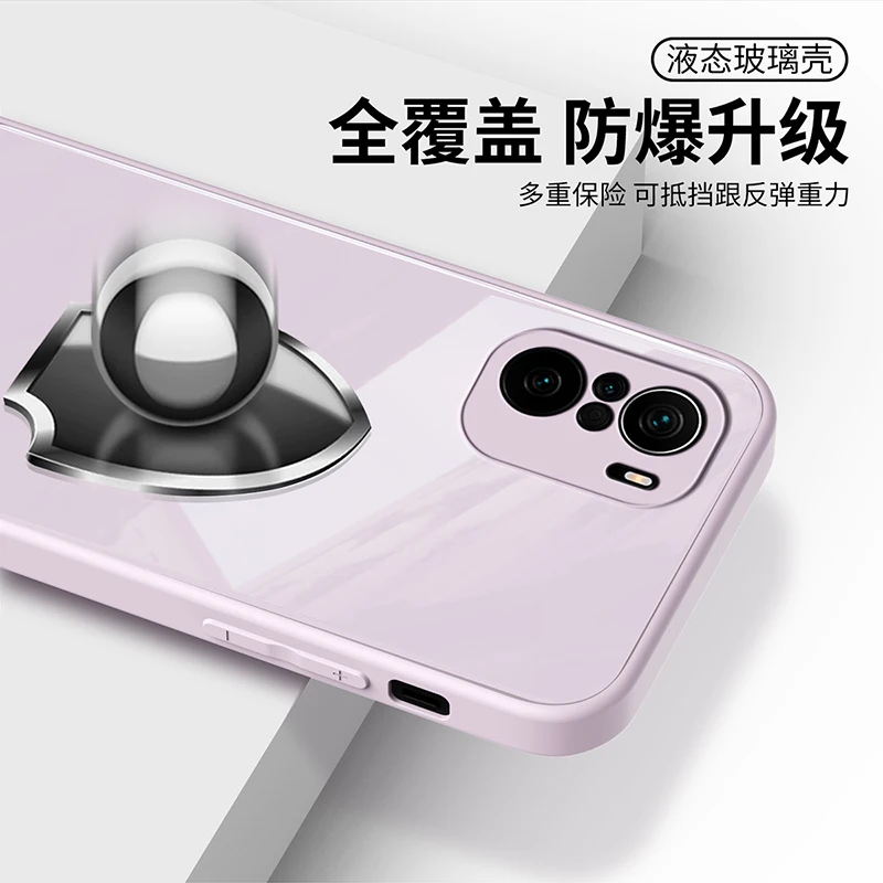 Закаленное стекло задняя крышка чехол для Xiaomi POCO F3 5G Глобальный мягкий