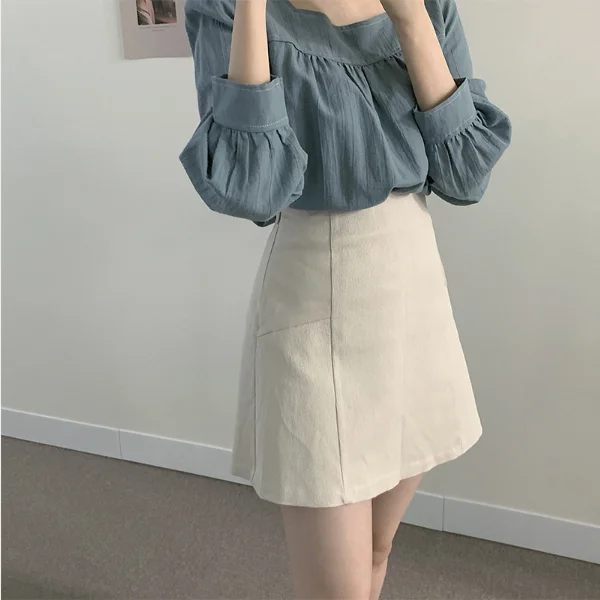 Trajes de primavera para mujer, Blusa de manga larga, Tops de cintura alta, faldas de línea A, trajes de dos piezas, holgados de gran tamaño