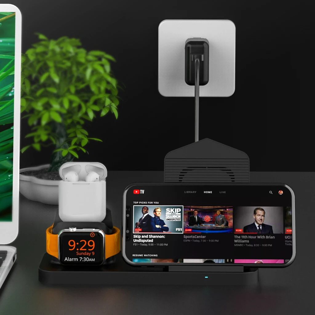 Беспроводное зарядное устройство 3 в 1 Qi для Apple iPhone док станция быстрой зарядки