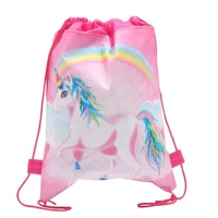 12pcslot unicorn theme birthday party kids favors mochila non woven fabrics baby shower decorations drawstring gifts bags