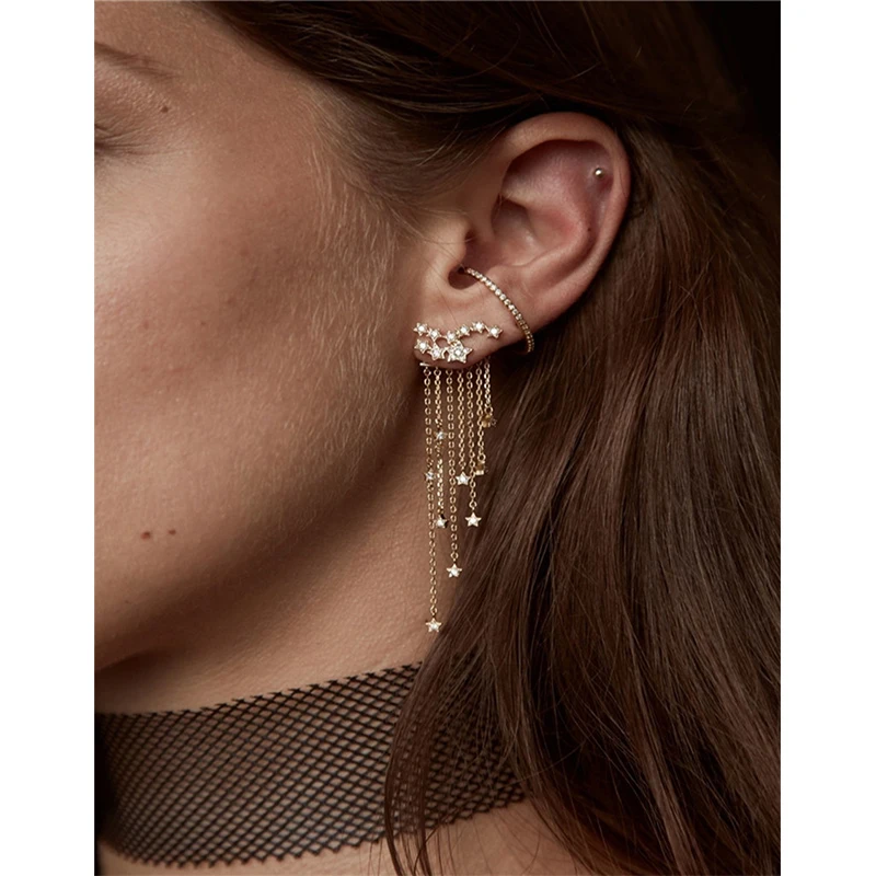 Серьги женские ювелирные изделия Модные металлические кисточки длинные