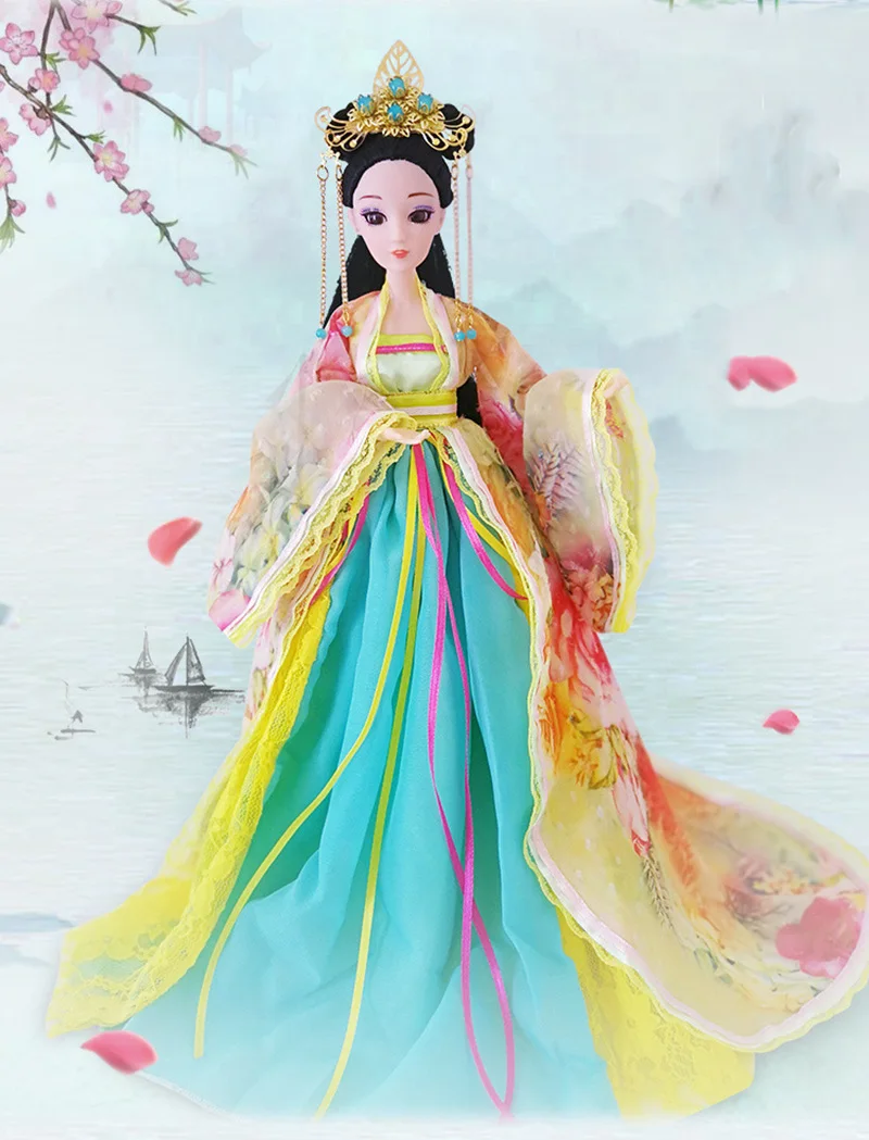 1/6 Масштаб 30 см Древний Костюм Ханфу Платье Длинные Волосы Фея Принцесса Барби