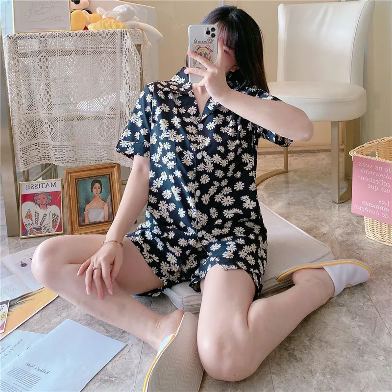 Пижама из двух частей женское нижнее белье летний пижамный комплект шелковое