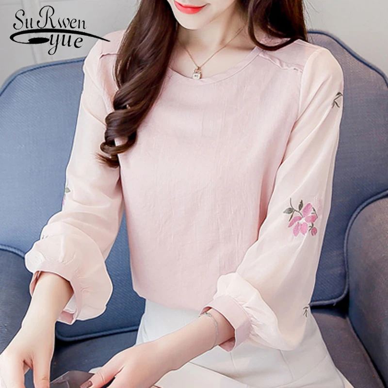 Модные женские блузки 2021 Женские топы с длинными рукавами и круглым вырезом