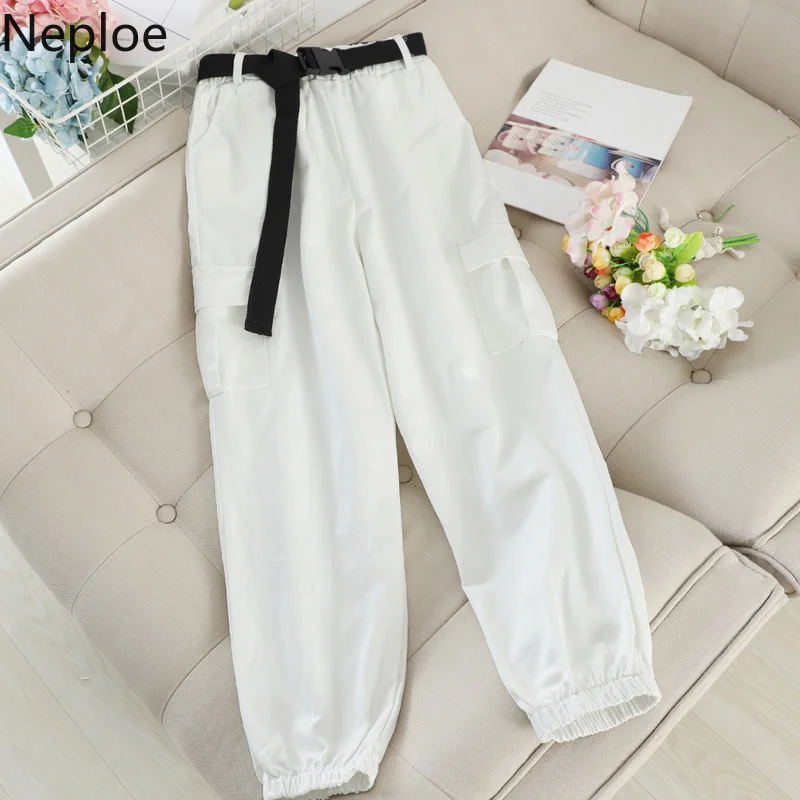 Neploe луч ноги брюки для женщин осень стрейч талии карманы пояса дамы свободные