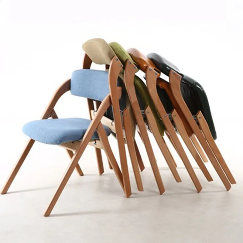 Простой современный домашний складной стул из бука Массив дерева ткань диван для