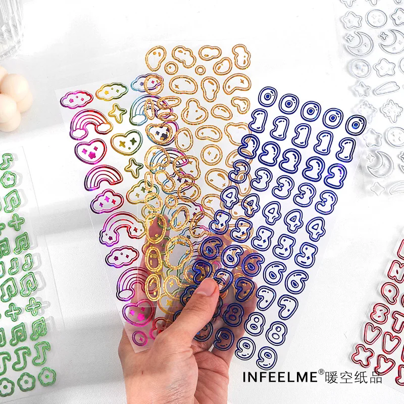 

Alphabet Letter And Dots Sticker Colorful Adhesive Sticker Decorative Labels for Diary Album