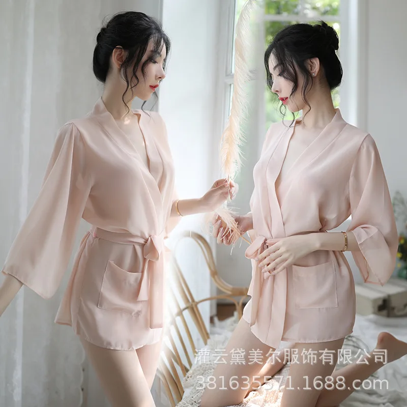 

Шифоновая Пижама, прозрачное тонкое мягкое японское кимоно, банный халат, сексуальная одежда для секса