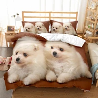 cute pet dog bedding set 3d printed golden retriever comforter duvet cover bedclothes 23pcs home textiles luxury housse couette