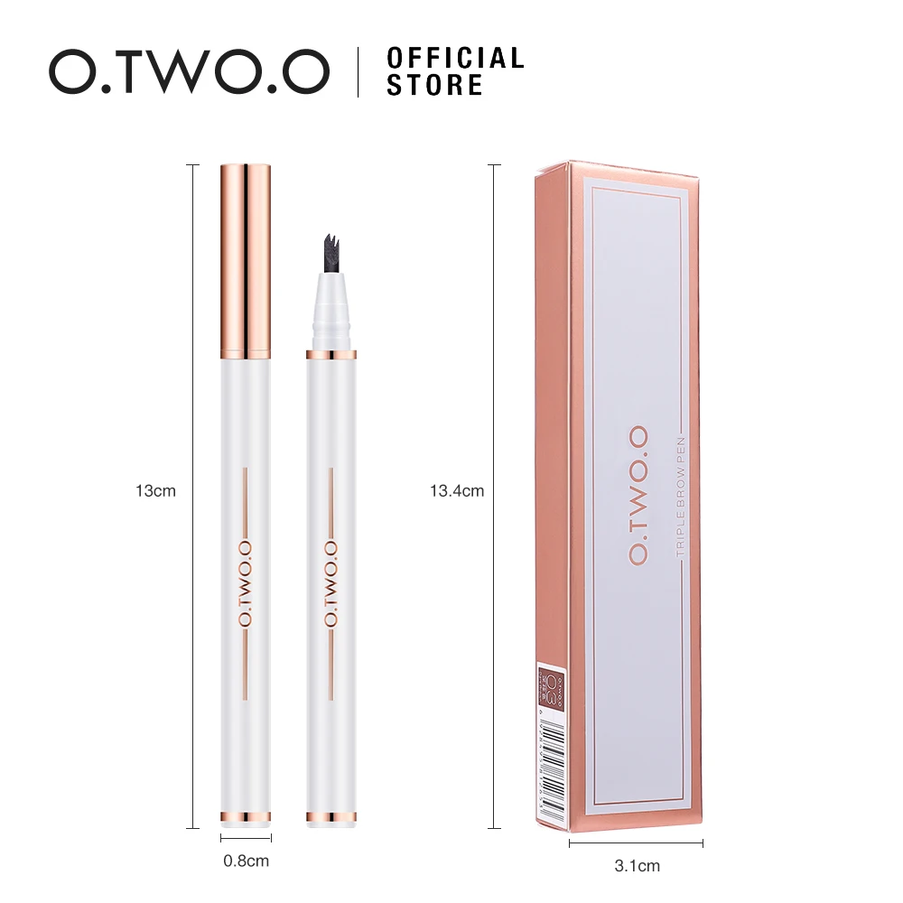 

O.TWO.O Professional 3 Fork Tip Eyebrow Pencil Waterproof Long Lasting Natural Dark Brown Eye Brow Tattoo Pen Eye Makeup