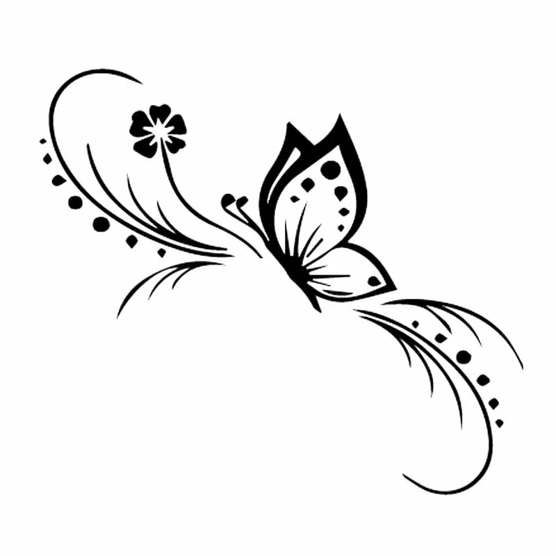 

Creative Car Sticker Butterfly Flower Decoration Floral Art KK Vinyl Decal Sunscreen Waterproof 14cmX12cm
