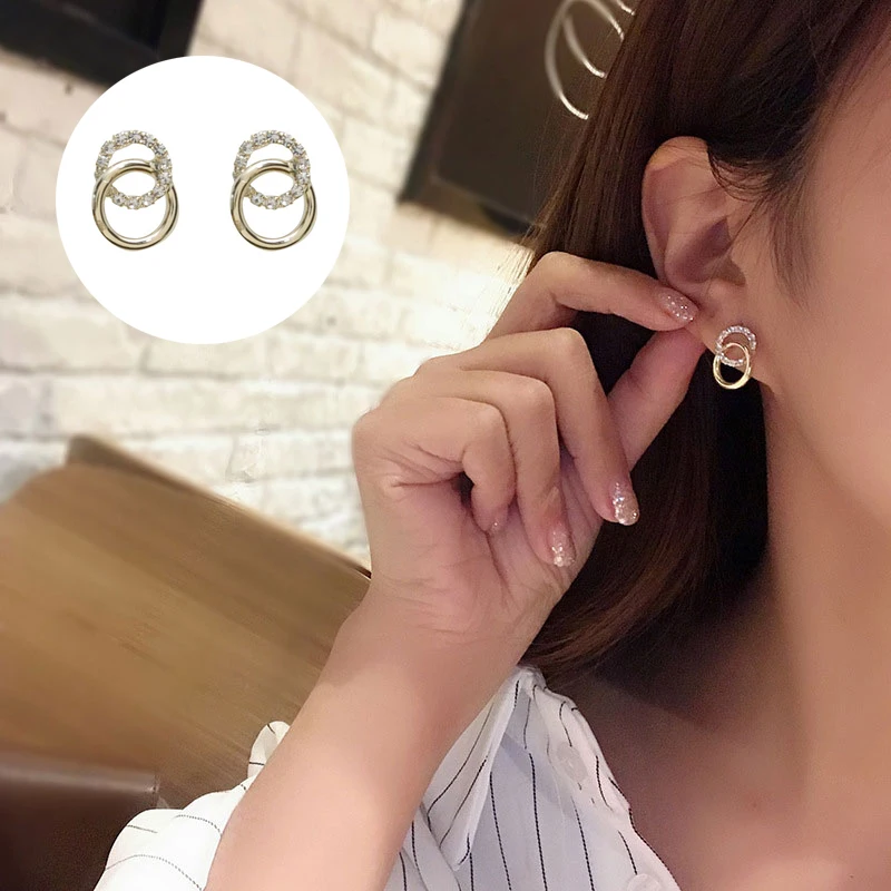 Женские Классические круглые серьги в Корейском стиле простые с металлическими