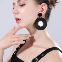 retro circle earrings european and american fashion vinyl record round earrings female simple punk jewelry for women party gifts