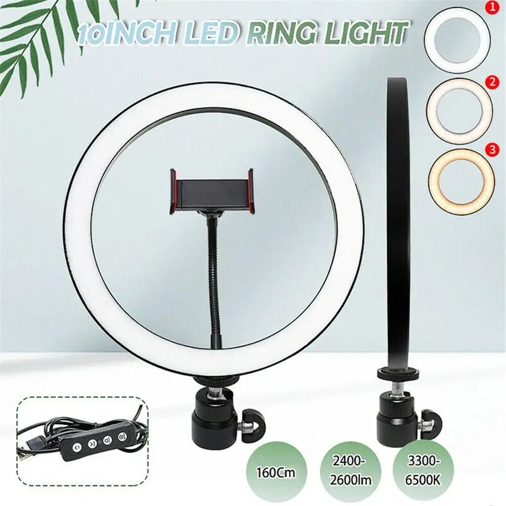 

Portable 10 Inch LED Ring Fill Light Selfie Photo Video Studio USB Dimmable Lamp