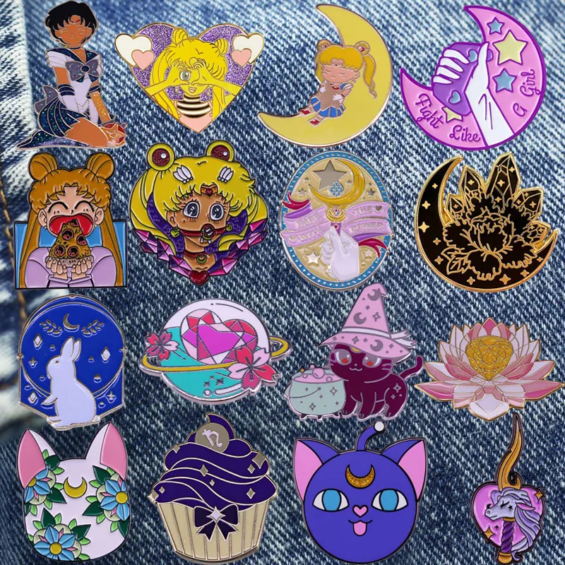 

Cute Girl And Pets Cartoon Comic Brooch Metal Enamel Lapel Badge Collect Denim Jacket Backpack Pin Decoration Children Fashion