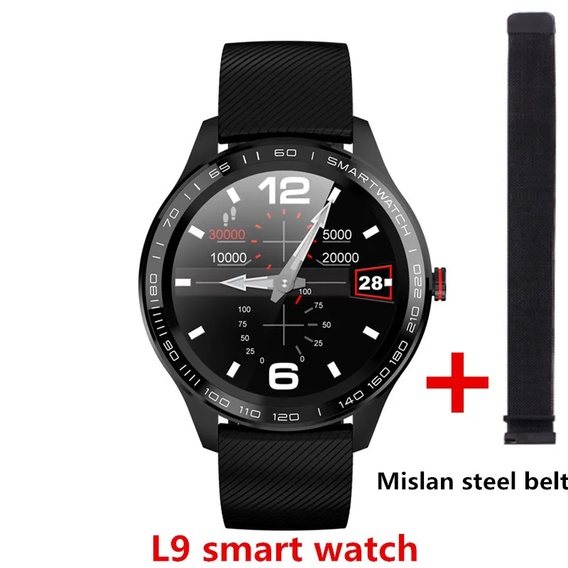 L9 black Misran L8 Смарт часы, L9 Смарт часы es, мужские IP68 Водонепроницаемый пульсометр Шагомер Секундомер Bluetooth Фото спортивные фитнес часы PK L5 - Цвет: L9 black Misran