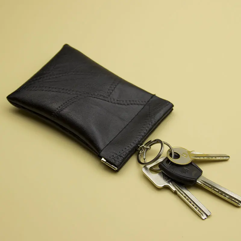 

Men Pu Leather Small Coin Purse Women Money Change Wallet Earbuds Headphone Card Holder Mini Bag with Key Ring