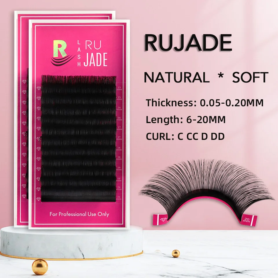 

Ресницы RUJADE Корея, ПБТ C CC D DD мягкие натуральные Индивидуальные Накладные норковые ресницы для профессионального макияжа классические накл...