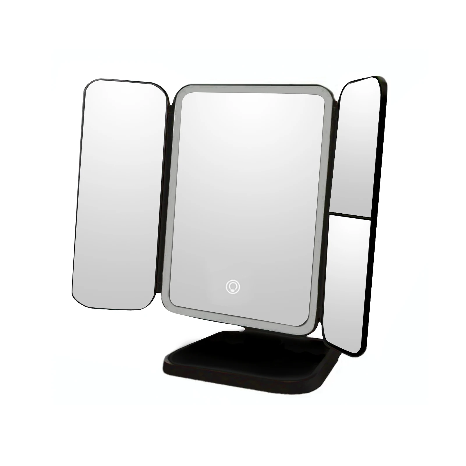 

Durable Square Cosmetic Mirror Magnification Gift Universal Hair Dyeing Bedroom Makeup Tool With LED Light Trifold Foldable