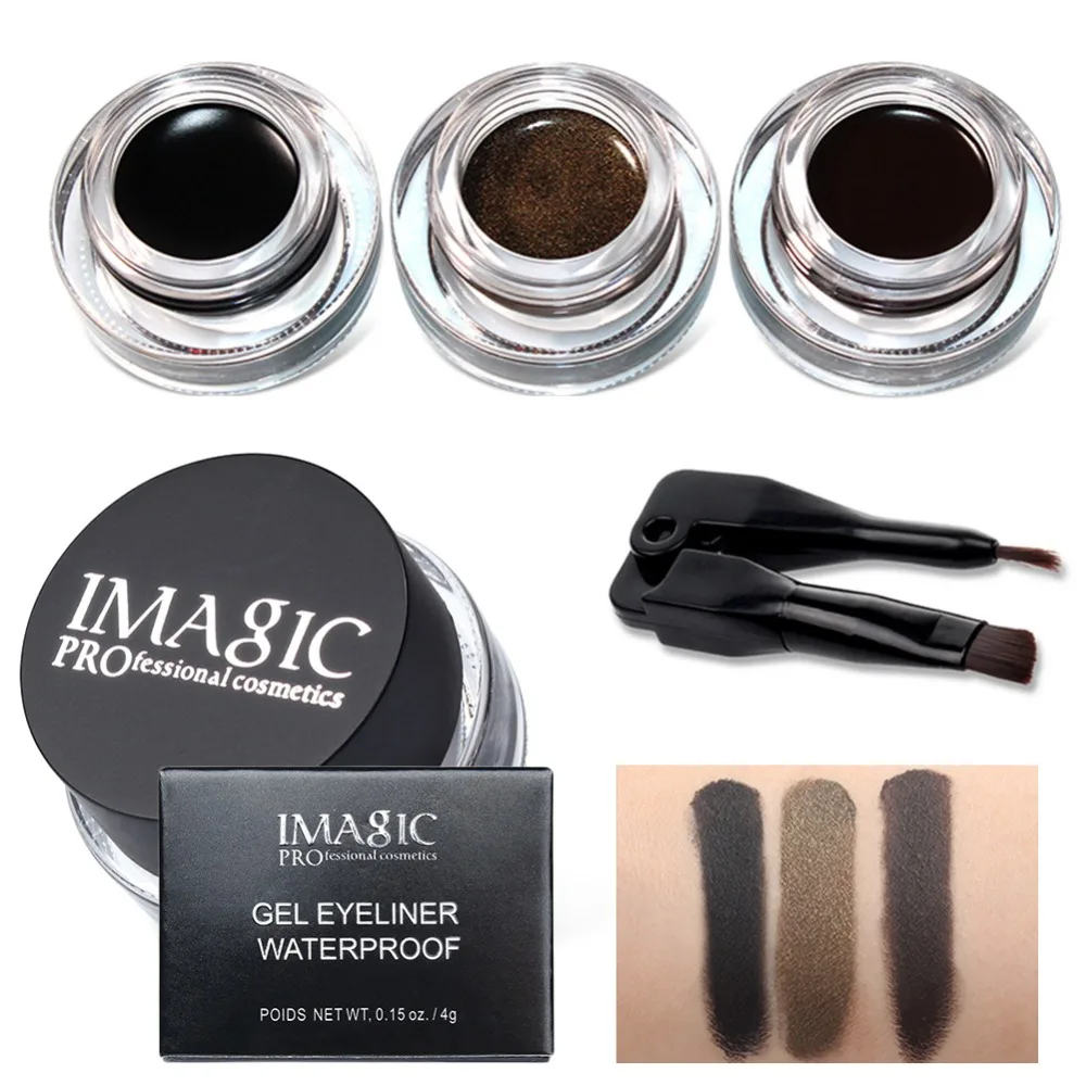Бренд IMAGIC Eyes Makeup 3 Цвета Пигмент матовая Мерцающая водостойкая гелевая подводка
