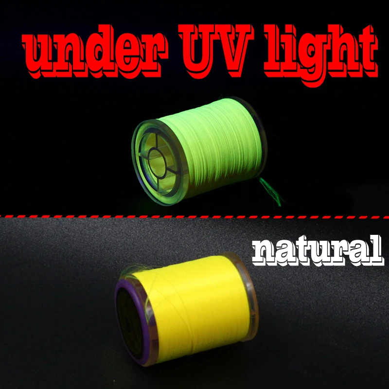 fluo yellow Новинка, 6 цветов на выбор, УФ Флуо, стандарт 6/0, нить для завязывания мух, 150D, полиэфирная нить, нить для форели, окуня, щуки, мух, эксклюзивное использование - Цвет: fluo yellow