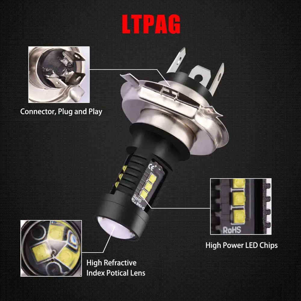 

H4 9003 60W 1800LM 6000K Car COB LED Conversion Headlight Bulb Hi/Lo Beam