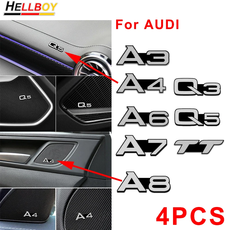 4 шт. автомобильные Алюминиевые наклейки для AUDI A4 8V 8P 8L A4L A3 A6 A7 A8 TT Q3 Q5 SQ5 Sline S4