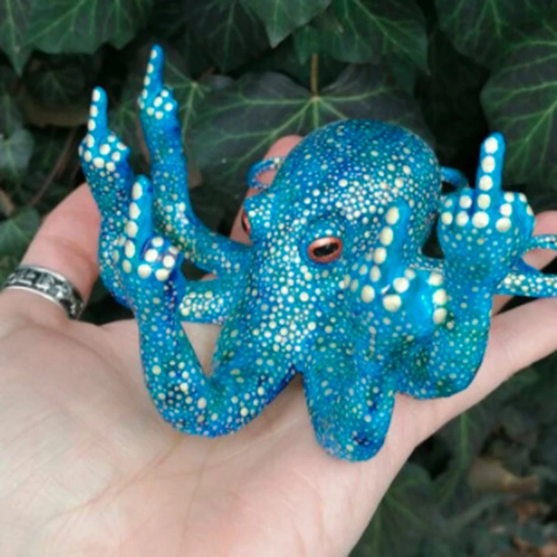 

Newly Gesture octopus Statue Fluorescence Resin Ornaments Simulation Octopus Table Crafts Home Office Decoration
