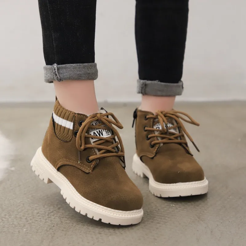 

2021 Children Shoes Boots Kids Martin Boots Size 21-30 Snow Boots For Girl Leather Waterproof Winter Baby Casual Shoes For Girls