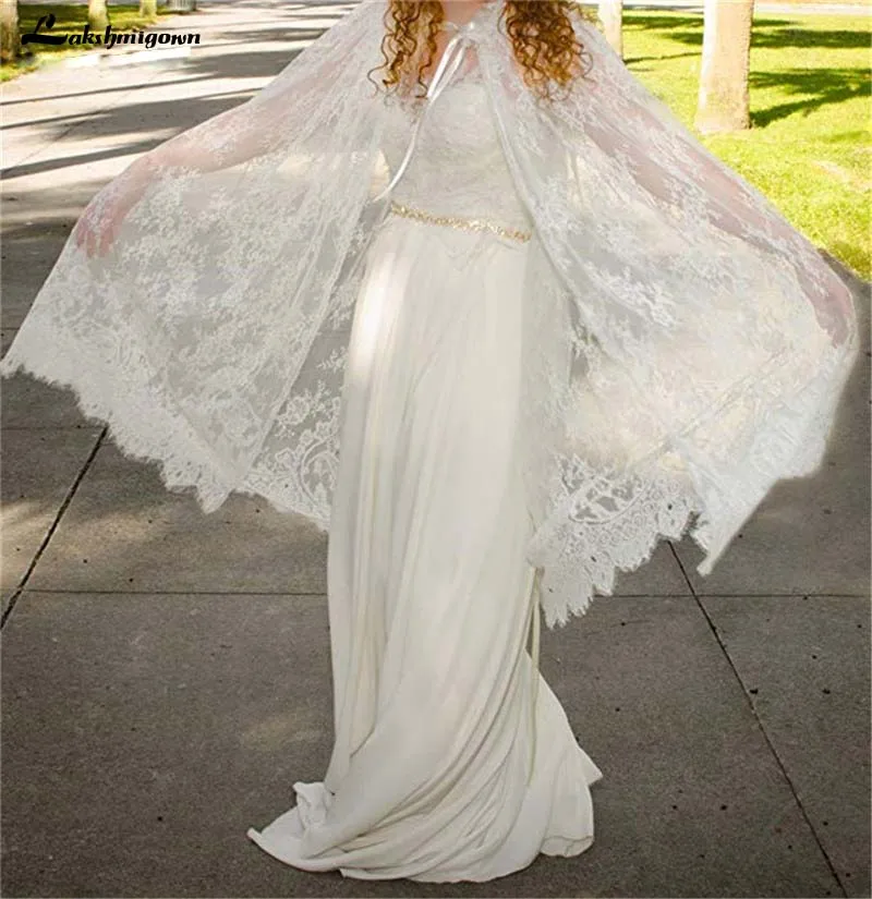 

Свадебная накидка средней длины, пиджак для невесты с кружевной аппликацией, Свадебный накидка, Белый/цвет слоновой кости