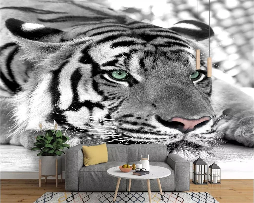 3DBEIBEHANG пользовательские обои фото Тигр черно-белые животные роспись комната