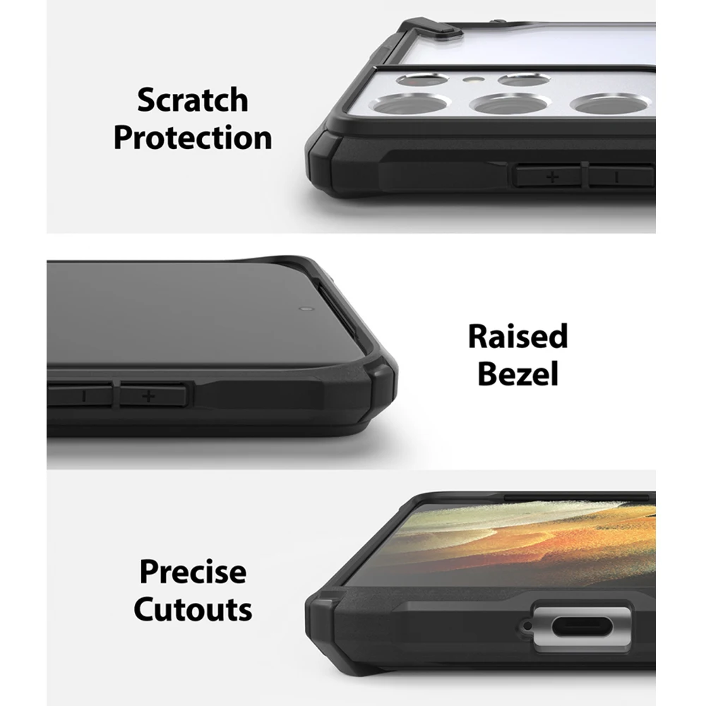 Ringke Fusion X for Galaxy S21 Ultra Case Clear Back and Flexible TPU Frame Hybrid Anti-knock Cover with Landyard Hole | Мобильные
