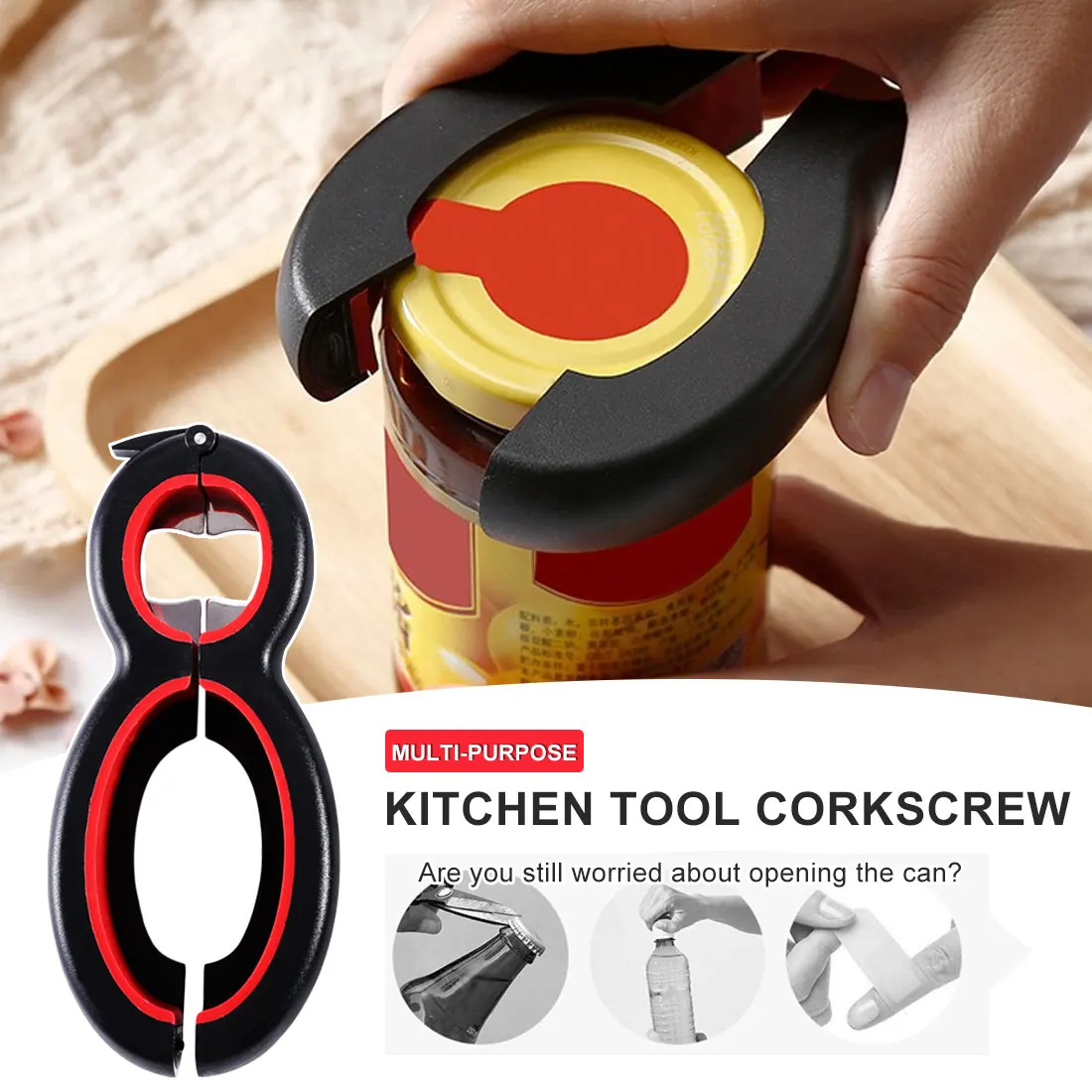 

8-shaped gripper multi-function screw opener, all-in-one bottle opener that can unscrew the beer lid, standing wine tools